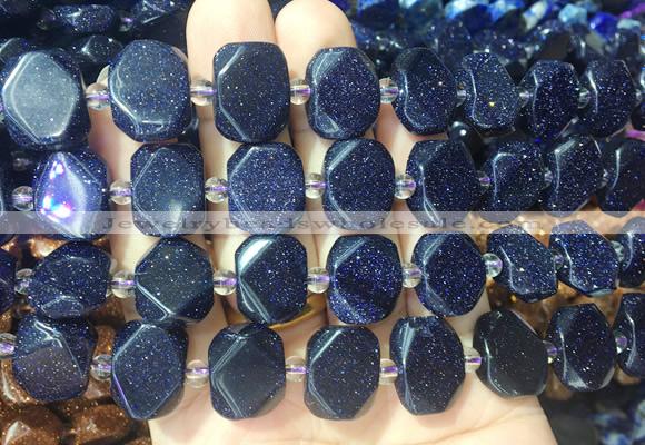 NGBS200 15 inches 10*14mm - 12*16mm faceted freeform blue goldstone beads