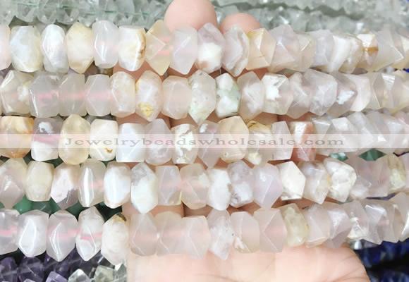 NGBS209 15 inches 8*12mm - 10*14mm faceted nuggets sakura agate beads