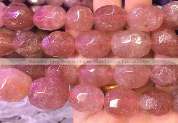 NGBS32 15 inches 12*16 - 13*18mm faceted nuggets red strawberry quartz beads