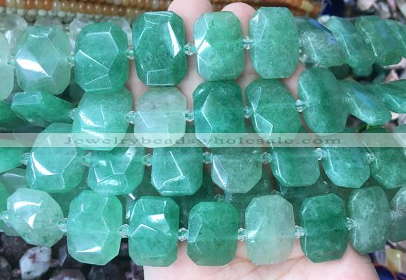 NGBS69 15 inches 13*18mm - 15*20mm faceted freeform green strawberry quartz beads