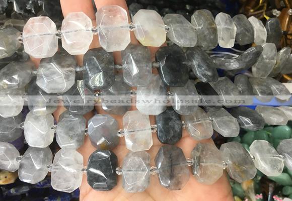 NGBS73 15 inches 13*18mm - 15*20mm faceted freeform cloudy quartz beads