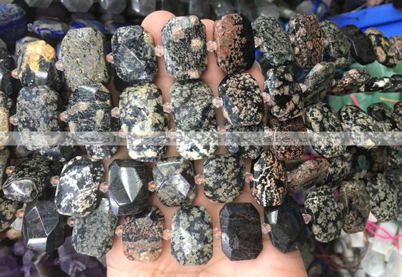 NGBS77 15 inches 13*18mm - 15*20mm faceted freeform red snowflake obsidian beads