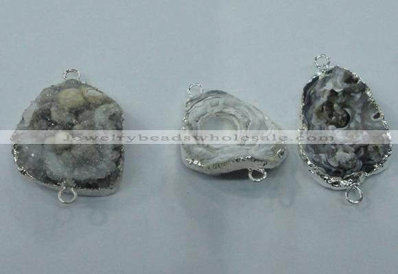 NGC105 25*35mm - 30*40mm freeform druzy agate connectors wholesale