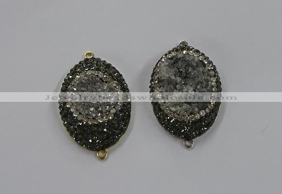 NGC1108 25*35mm oval druzy agate connectors wholesale