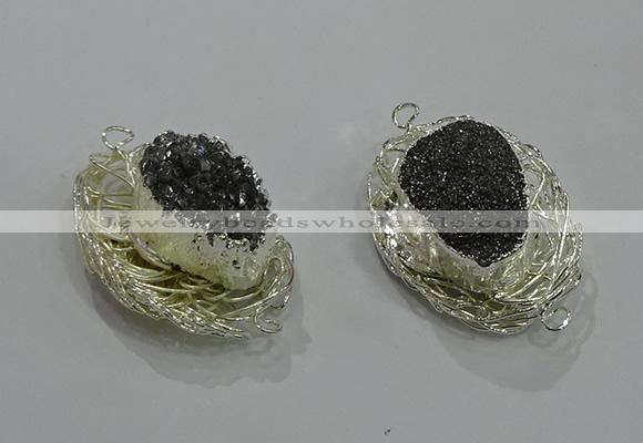 NGC1120 22*30mm - 25*35mm freeform druzy agate connectors wholesale