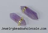 NGC1129 12*40mm - 12*45mm sticks amethyst connectors wholesale