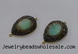 NGC1131 25*35mm teardrop Australia chrysoprase connectors wholesale