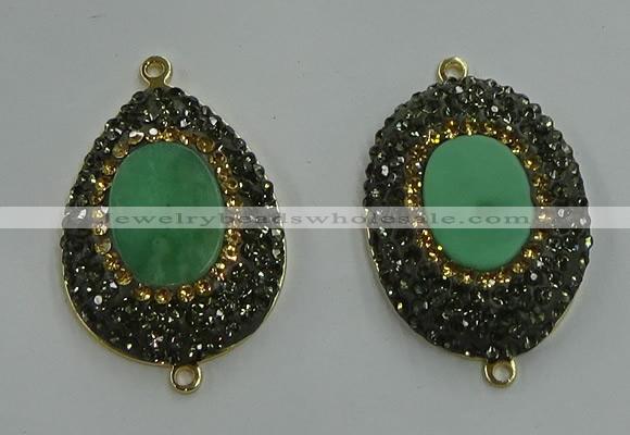 NGC1133 25*35mm freeform Australia chrysoprase connectors wholesale