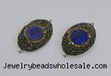 NGC1164 25*35mm oval lapis lazuli gemstone connectors wholesale