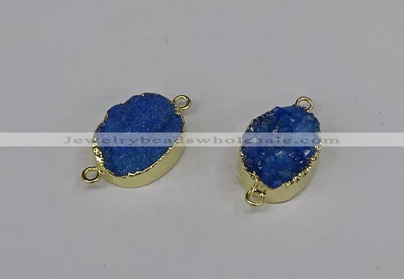 NGC1194 15*20mm oval druzy agate connectors wholesale