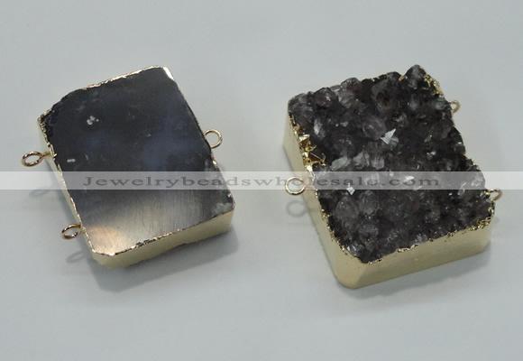 NGC120 30*40mm - 35*45mm rectangle druzy amethyst connectors