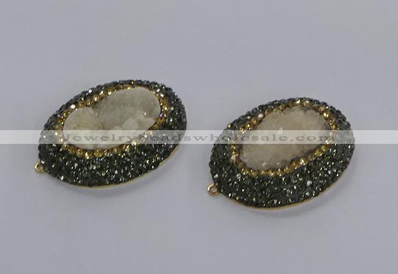 NGC1278 35*45mm oval druzy agate connectors wholesale