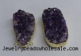 NGC1323 35*50mm - 40*60mm freeform druzy amethyst connectors