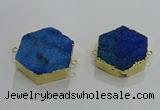 NGC1331 30*30mm - 35*35mm hexagon druzy agate connectors