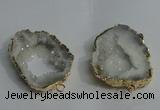 NGC136 30*40mm - 35*45mm freeform plated druzy agate connectors