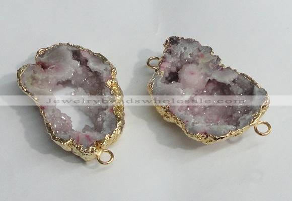 NGC137 30*40mm - 35*45mm freeform plated druzy agate connectors