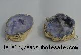 NGC138 30*40mm - 35*45mm freeform plated druzy agate connectors