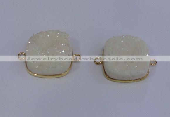 NGC1500 25*25mm square druzy quartz gemstone connectors wholesale