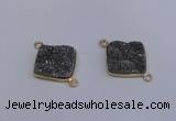 NGC1537 18*18mm diamond druzy quartz gemstone connectors wholesale