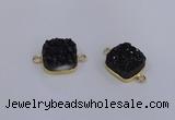 NGC1544 15*15mm square druzy quartz gemstone connectors wholesale