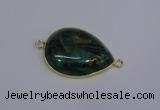 NGC1550 22*30mm teardrop malachite & pyrite gemstone connectors