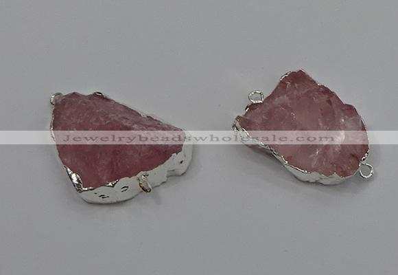 NGC1559 18*25mm - 30*35mm freeform rose quartz connectors