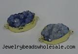 NGC1579 18*25mm - 18*28mm oval druzy quartz connectors wholesale