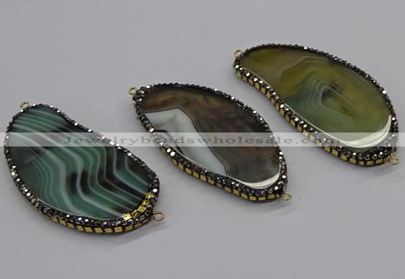 NGC1743 20*60mm - 35*70mm freeform agate gemstone connectors