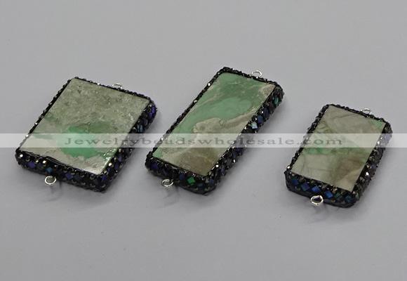 NGC1748 20*40mm - 25*35mm rectangle green apple jasper connectors