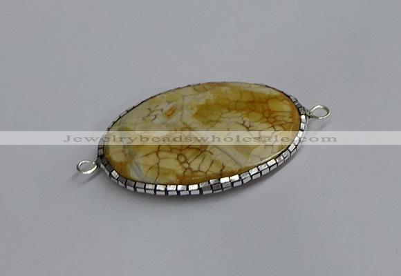 NGC1820 35*50mm oval agate gemstone connectors wholesale