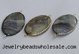 NGC1828 35*50mm oval agate gemstone connectors wholesale