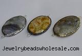 NGC1829 35*50mm oval agate gemstone connectors wholesale