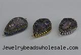 NGC1853 22*30mm - 25*35mm flat teardrop plated druzy amethyst connectors