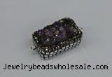 NGC1855 15*35mm - 22*30mm rectangle plated druzy amethyst connectors