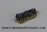 NGC1856 15*35mm - 22*30mm rectangle plated druzy amethyst connectors