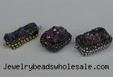 NGC1858 15*35mm - 22*30mm rectangle plated druzy amethyst connectors