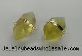 NGC261 18*30mm - 20*35mm faceted nuggets lemon quartz connectors