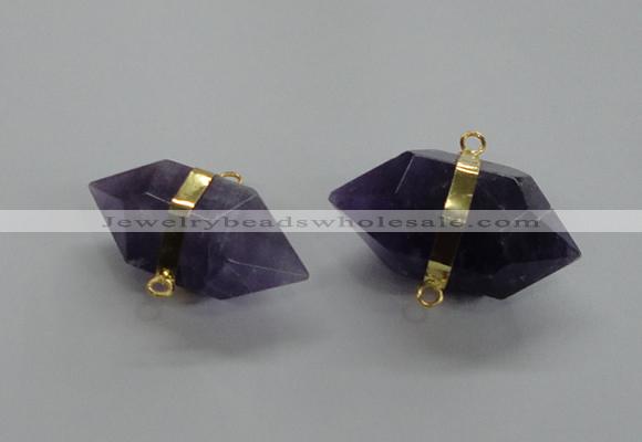 NGC262 18*30mm - 20*35mm faceted nuggets amethyst connectors