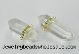 NGC266 15*45mm - 18*50mm faceted nuggets white crystal connectors