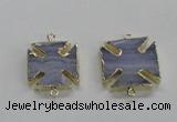 NGC274 22*22mm - 24*24mm blue lace agate gemstone connectors