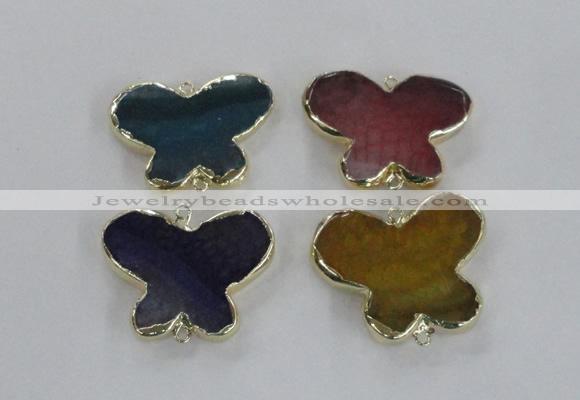 NGC320 30*38mm butterfly agate gemstone connectors wholesale