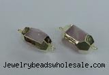 NGC339 15*20mm - 18*25mm faceted nuggets rose quartz connectors