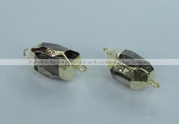 NGC341 15*20mm - 18*25mm faceted nuggets smoky quartz connectors