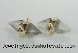 NGC345 18*30mm - 15*45mm faceted bicone white crystal connectors