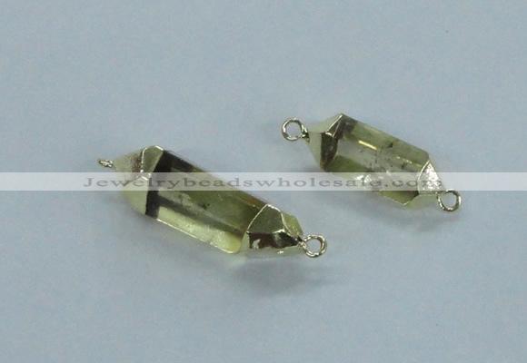 NGC373 10*25mm - 12*30mm faceted nuggets lemon quartz connectors