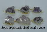 NGC375 20*25mm - 25*30mm freeform druzy amethyst connectors