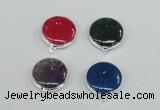 NGC384 18mm flat round agate gemstone connectors wholesale