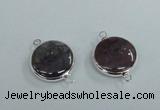 NGC385 18mm flat round agate gemstone connectors wholesale