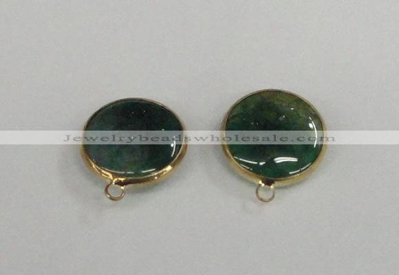 NGC394 18mm flat round agate gemstone connectors wholesale