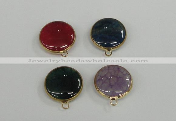 NGC395 18mm flat round agate gemstone connectors wholesale